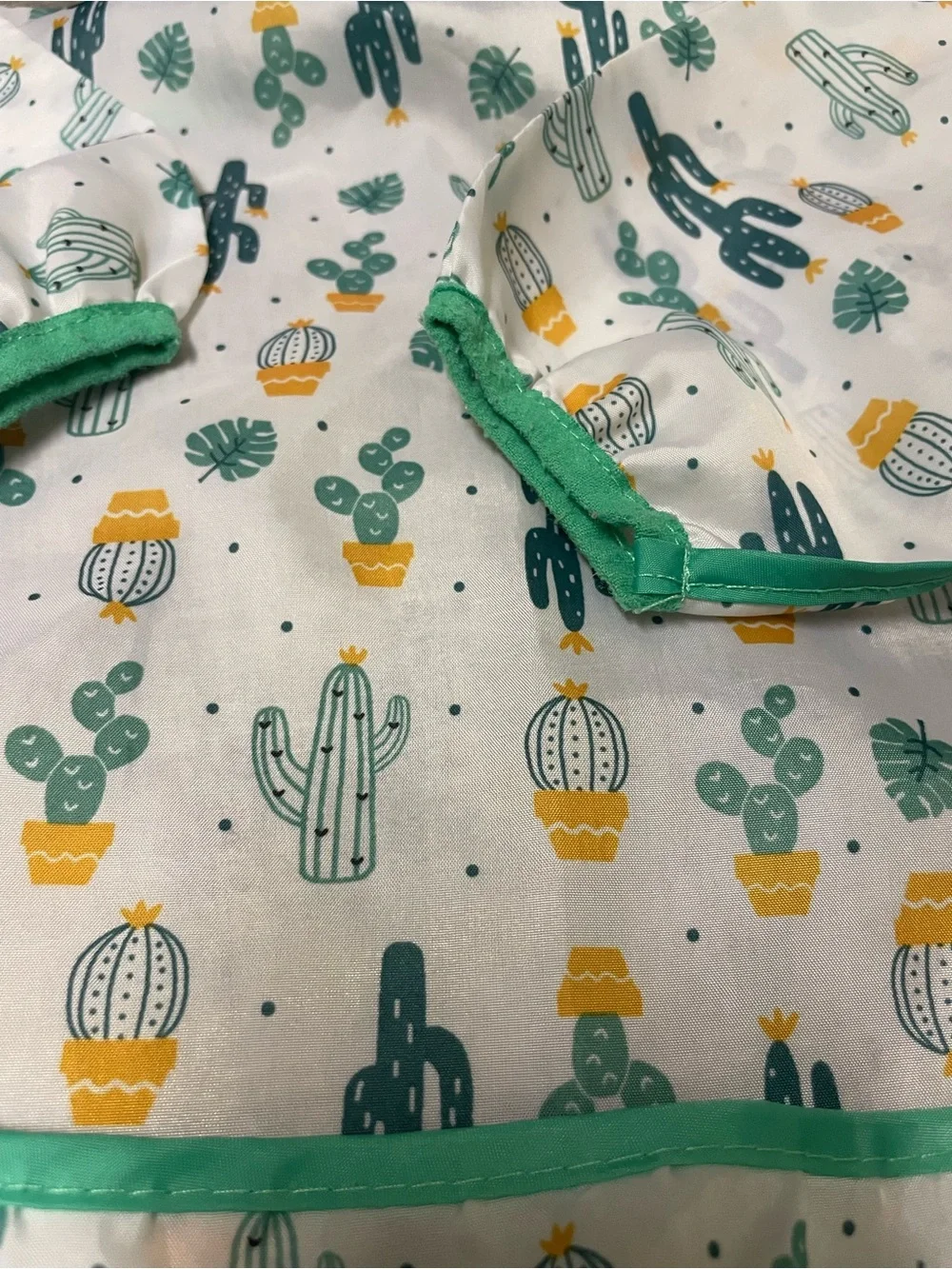 Set of Kids Waterproof Bibs with Cactus & Animal Prints - Green and Yellow